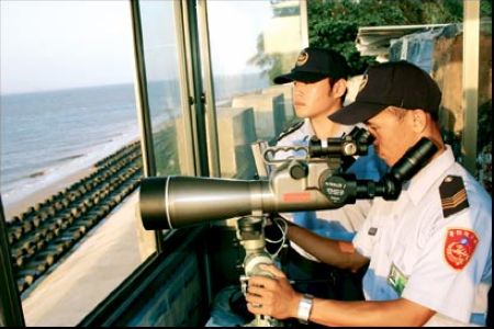 資料圖:駐防太平島的臺灣“海巡署”人員。
